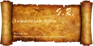 Ivánkovics Réka névjegykártya